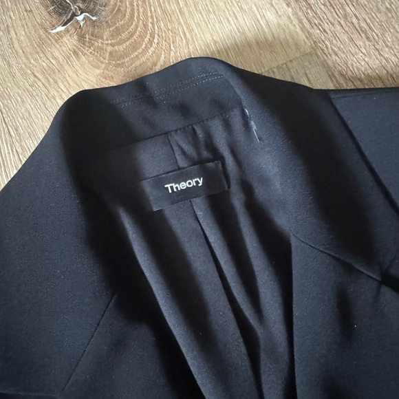 Theory DB Ribbed-Waist Blazer in Admiral Crepe Black in Size women’s 2 - Picture 7 of 9
